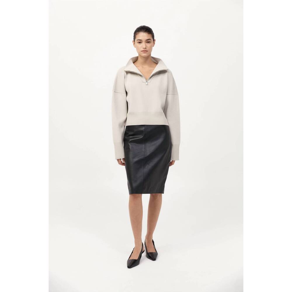 NEW ST. AGNI milano knit zip jumper in silver